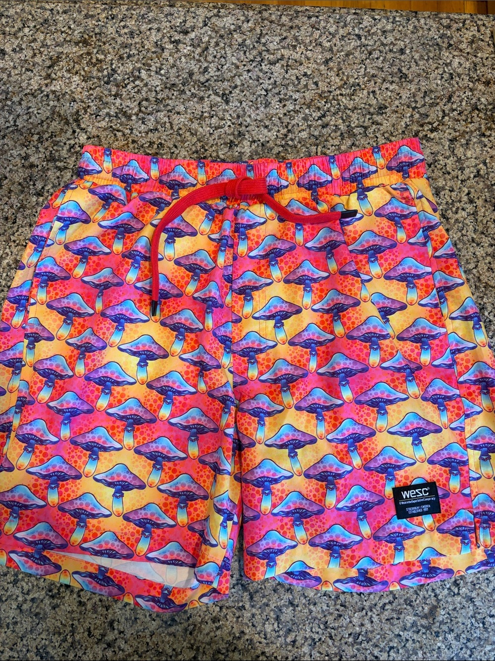 WESC Pink & Orange Mushroom Print Shorts